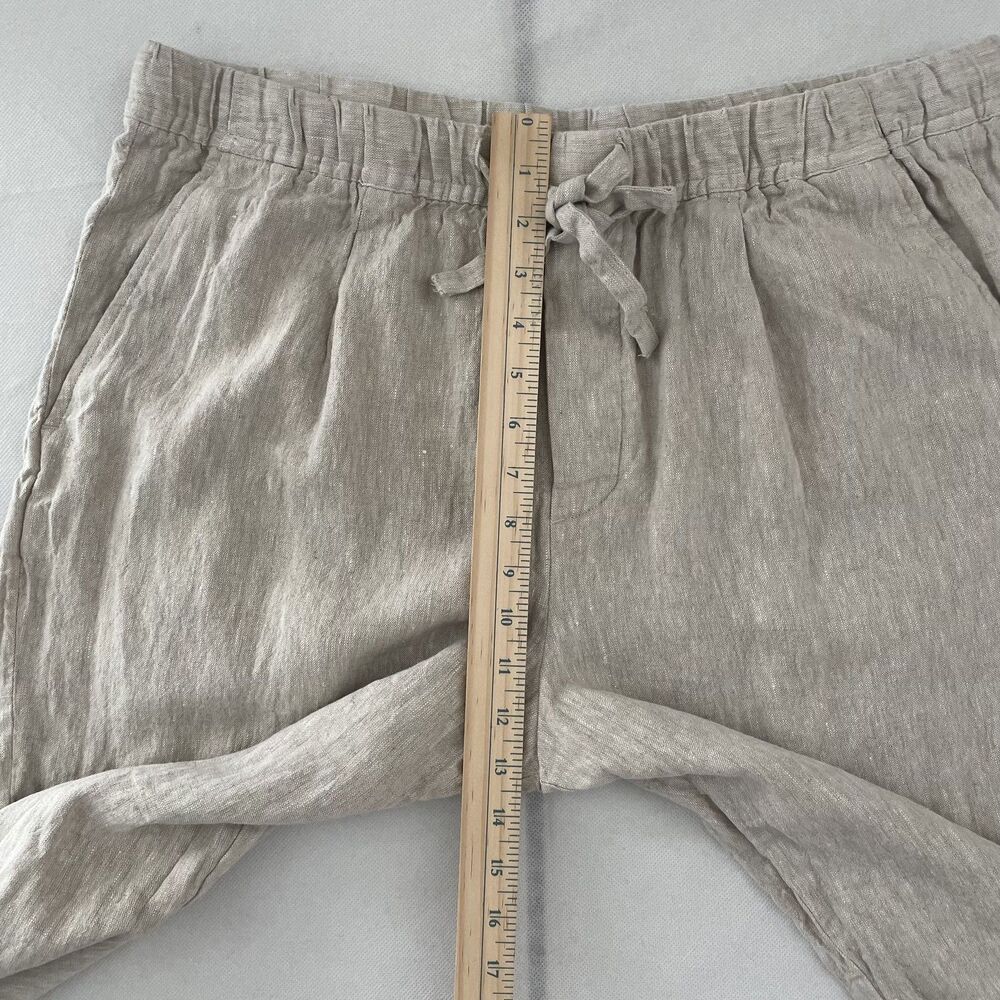 ZARA Men's 100% Linen Beige Relaxed Fit Drawstring Tapered Leg Pants Size XL - Picture 9 of 11